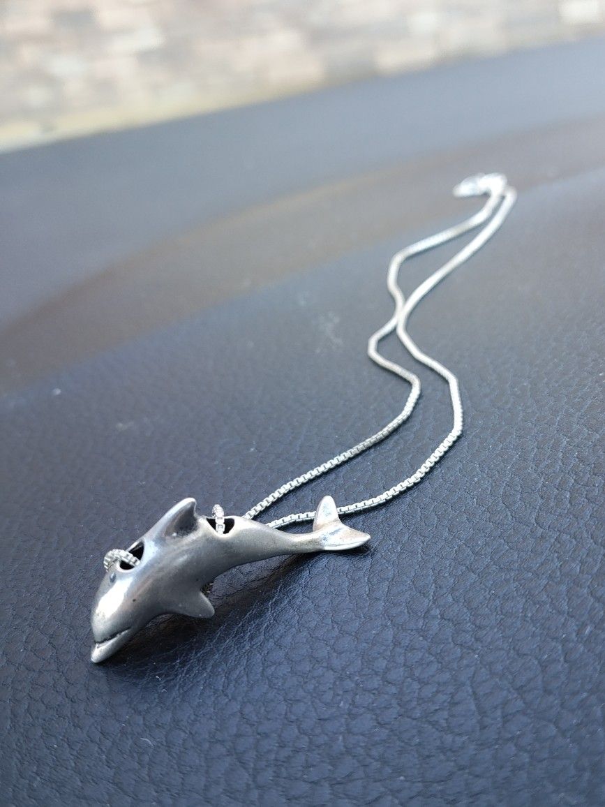 Sterling Silver 925. Dolfin Necklace 18"