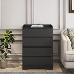 4-Drawer Handleless Dresser - Black