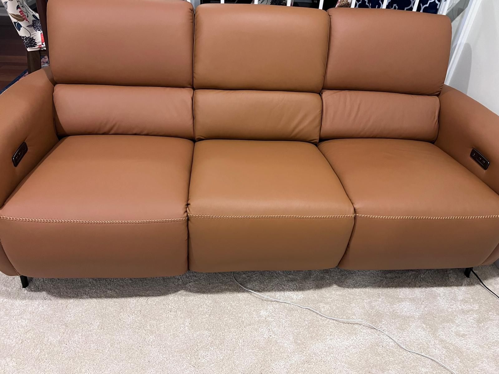 premium modern power-reclining 3-seater sofa in brand-new condition