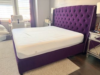 Purple level tufted king bed frame