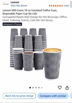 16 oz Disposable Paper Coffee Cups 500 Count
