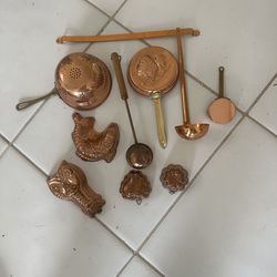 Rare vintage antique 10 piece Copper Kitchenware