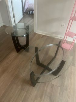 2-Piece Glass Coffee Table & Side Table Set