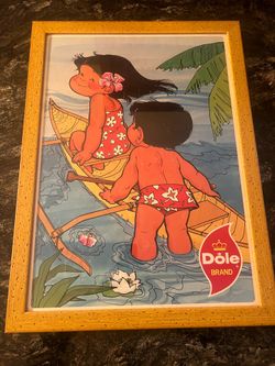Vintage Dole Pineapple poster- Kids In Canoe
