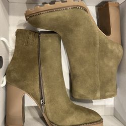 Karl Lagerfield Olive Green Suede Boots Size 9