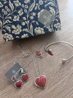 Ilaria Peru 925 Sterling Silver Red Heart Jewelry Set – New, Never Worn
