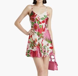 NWT Cult Gaia Zarima Floral Print Silk Blend Mini Slip Dress