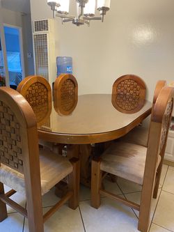 Wood dining table set