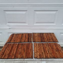 Vtg Rustic 4 Bamboo Reed Placemats Tiki Bar Boho Natural Roll Up Table Mat 20x14