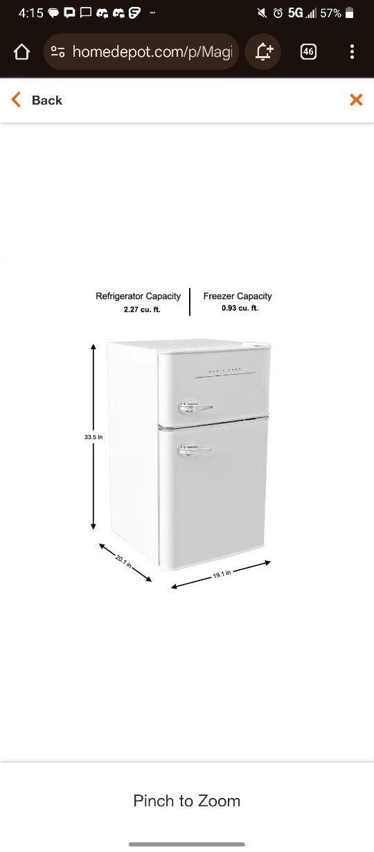 NEW Magic Chef Retro 3.2 Cu. Ft. 2 Door Mini Fridge in White