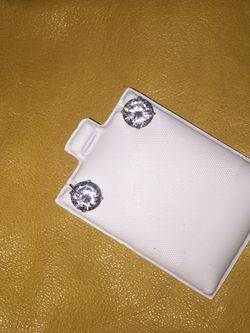 Large CZ stones 14k white gold earrings