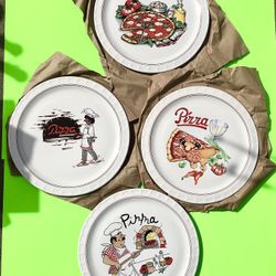 Pizza 12 inch Pizzaria Theme Printed  Plates-(4 Plates)
