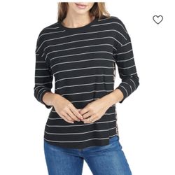 DR2 by Daniel Rainn Black and White Striped Long Sleeve Top