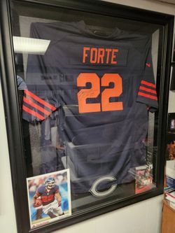 Matt Forte Signed Throwback Jersey In Framed Bears Case