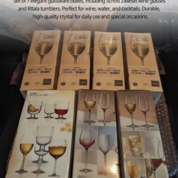 Brand New Premium Crystal Collection: 12 Schott Zwiesel + Iittala Lempi Glasses (6 Boxes of Pairs), Retail $300+, Sealed!"