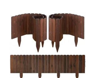 ATENGNES 11.8 in. H x 48 in. W Brown Wooden Garden Fence Decorative Landscape Border Edging (3-Pack)