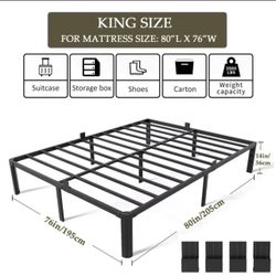 King Size Bed Metal Frame 14” Height 