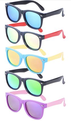 AZUZA 5 Pack Unbreakable Polarized UV Protected Sports toddler Sunglasses for Kids Boys and Girls 2-12     AZUZA - Juego de 5 gafas de sol deportivas 