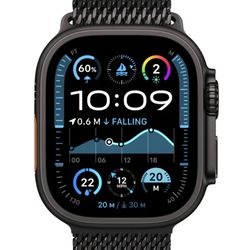 Apple Watch Ultra 2 GPS + Cellular, 49MM  Black Titanium Case with  Titanium Milanese Loop