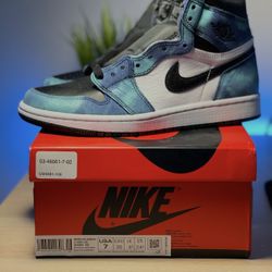 Air Jordan 1 Retro OG High Tie-Dye Green Black White CD0461-100 Women's Size 7
