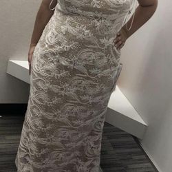 Beige w/ Cream Lace Dress