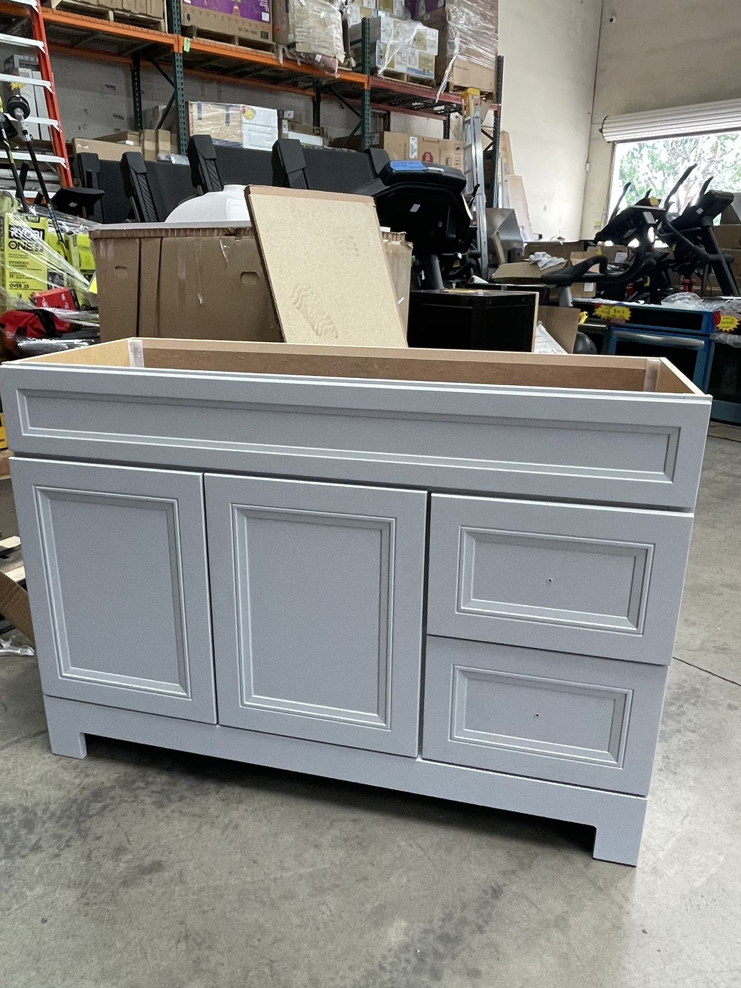 Home Decorators Collection Sedgewood 48.5 in. W x 18.75 in. D x 34.375 in. H Single Sink Bath Vanity in Dove Gray with Arctic Solid Surface Top