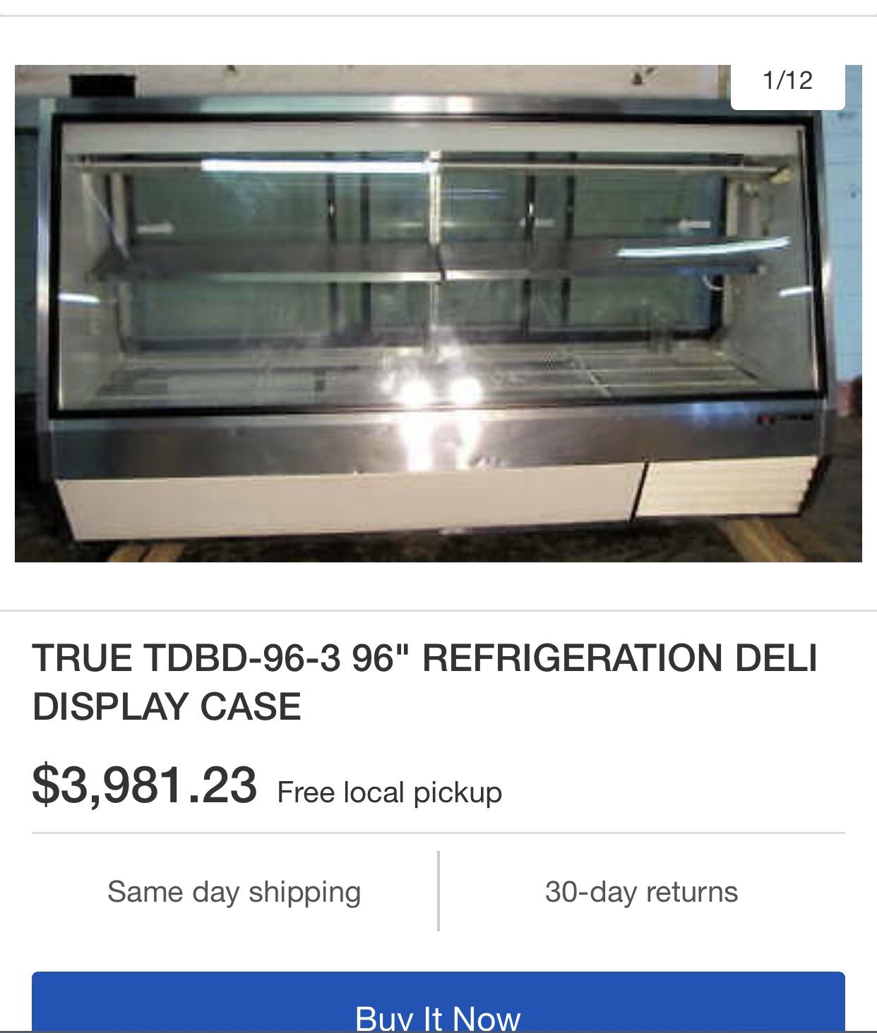 TRUE REFRIGERATION DELI DISPLAY CASE Model tdbd-96-3
