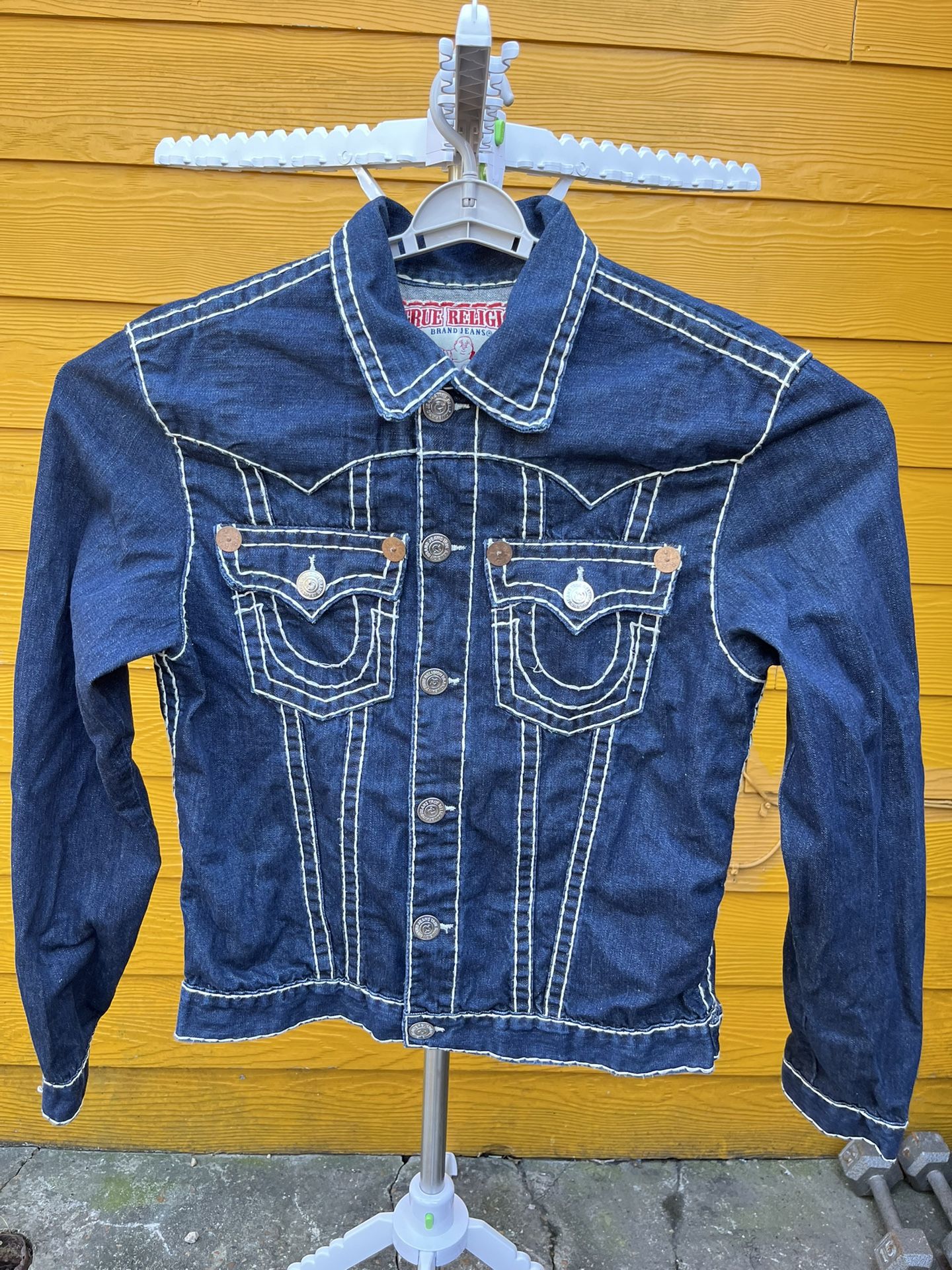 Vintage 90s Y2K True Religion Denim Jacket, Bold Seams, Jimmy