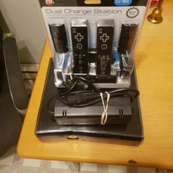 Xbox 360 Console And Dual Charge Station For Wii