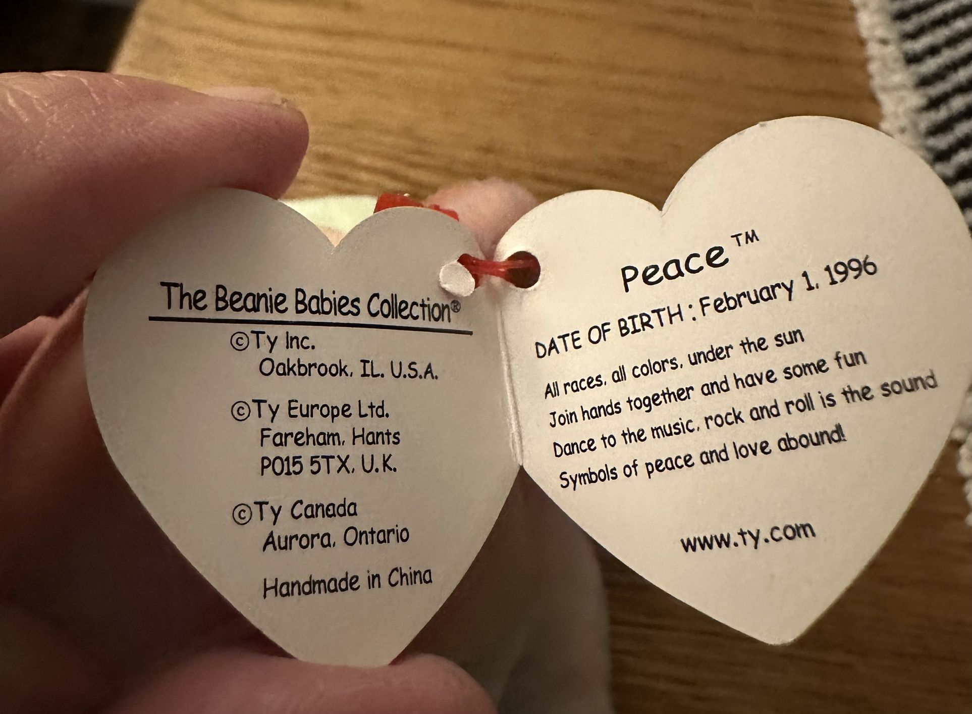 Peace Bear TY Baby