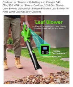 NEW CORDLESS LEAF BLOWER W/2 BATTERIES AND CHARGER