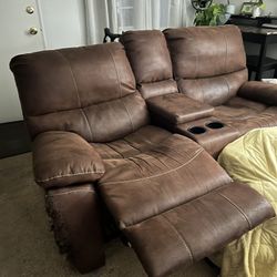 Leather Couch.  2 Reclining Seats