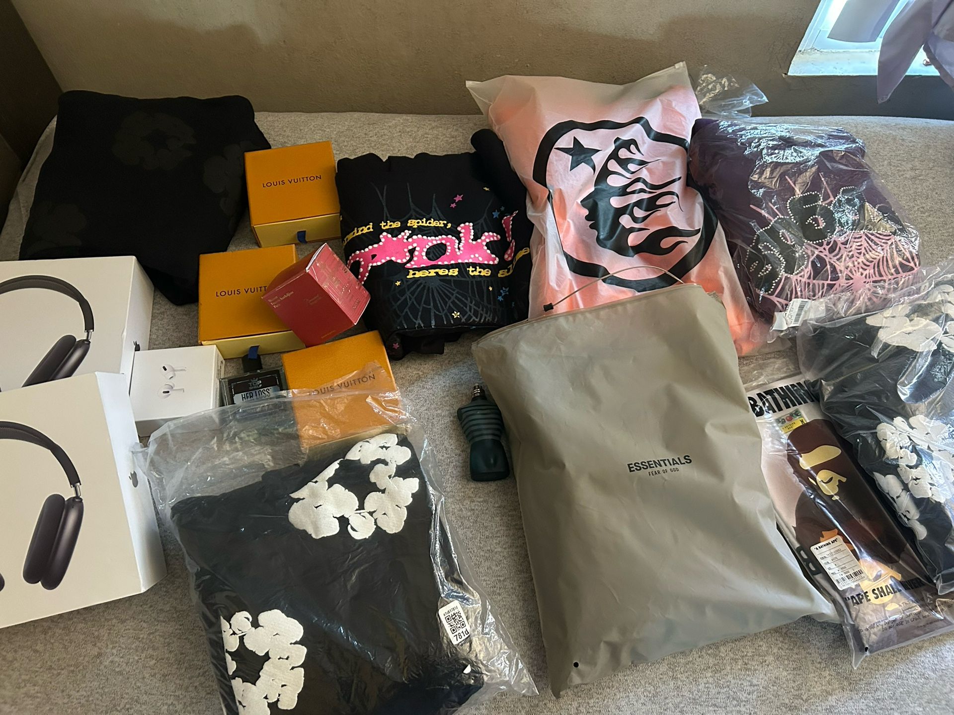 Bulk Hoodies, 3 Apple Products, 3 LV Belts, 3 Colognes