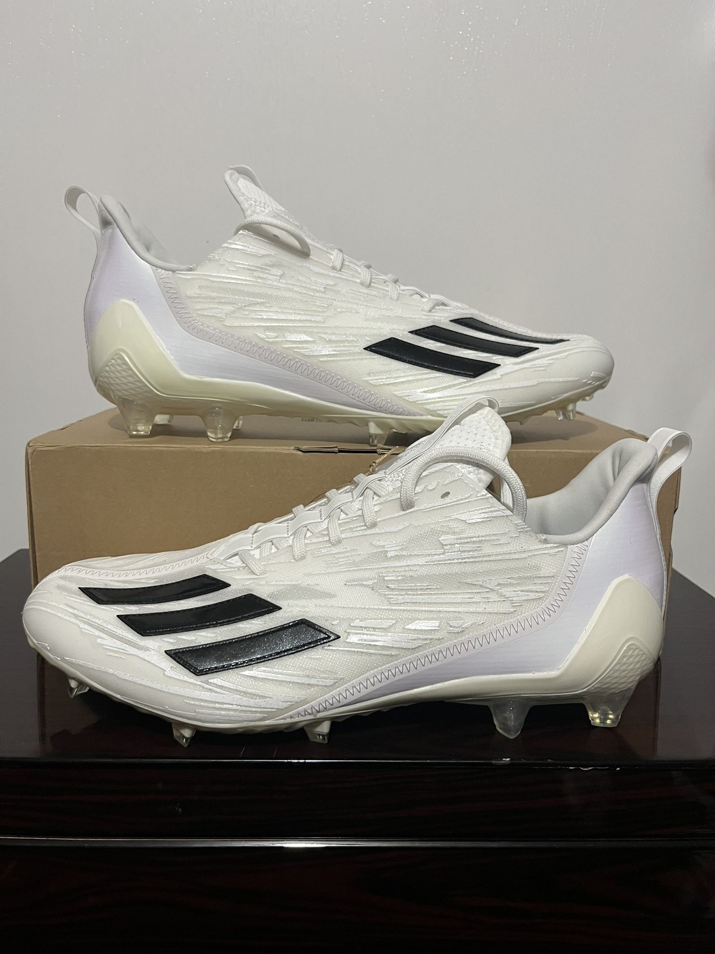 Adidas Adizero Molded Football Cleats GX4049 White Black Mens Size