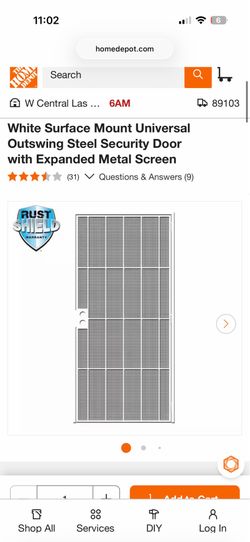 Shop Unique Home Designs 36 in. x 80 in. Vista Rust Shield White Surface Mount Universal Outswing Steel Security Door with Expanded Metal Screen