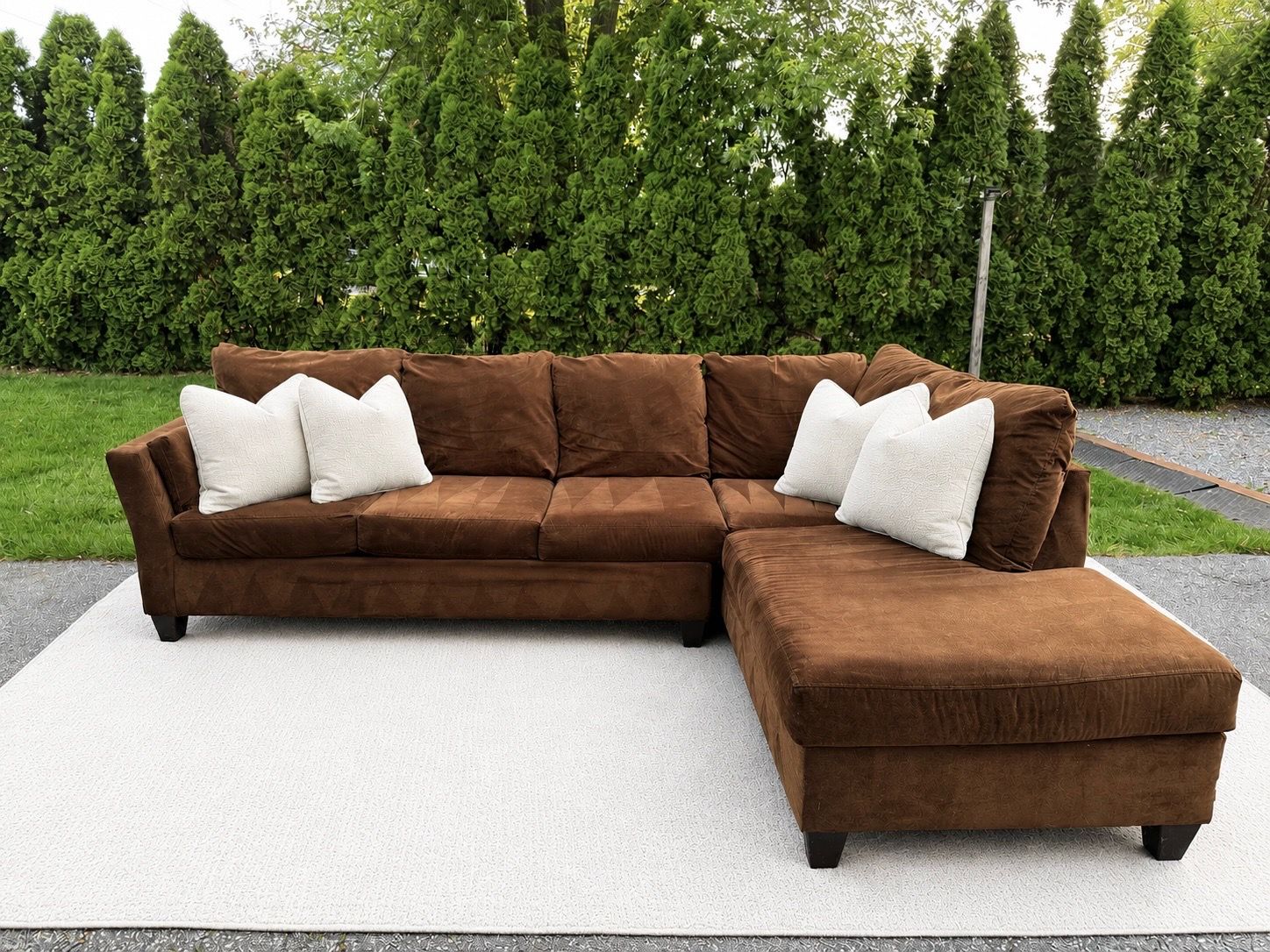 Klaussner Chocolate Brown L Shaped Sectional with Chaise (Can Deliver🚗)