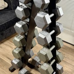  Set Of Set Of Cast Iron Hex Dumbbells From 15s to 50s Pounders ( Total: 520 lbs. ) [  NO RACK INCLUDED - yes you can Buy It $