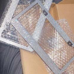 Silver Bling License Plate Frames New