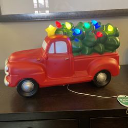 NWT 20" Truck & Tree LED Christmas Blow Mold Decor