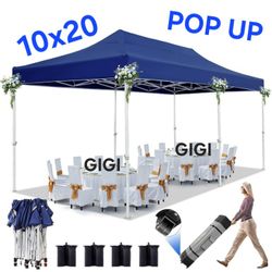 10x20 Pop up Canopy Tent for Parties, Easy Setup Tent S@ Outdoor Commercial Instant Gazebo for Wedding Event, with Roller Bag