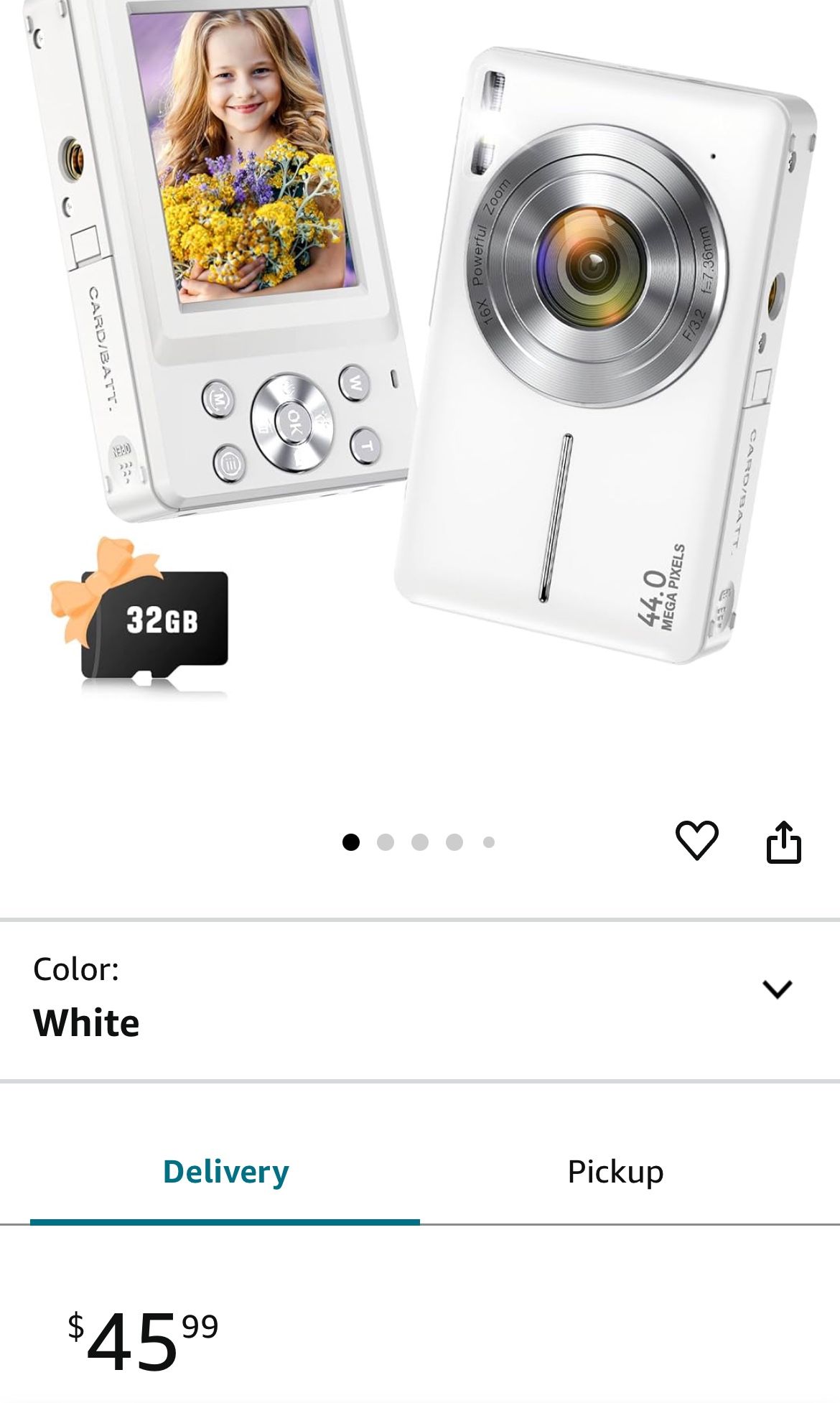 New In Box 2024Newest Digital Camera for Kids with32GB Card,16X Zoom,1080P Point and Shoot Digital Camera with Anti-Shake,Timestamp,Flashlight,Portabl