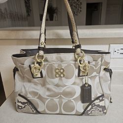 Coach Signature Satchel w/ Python Trim