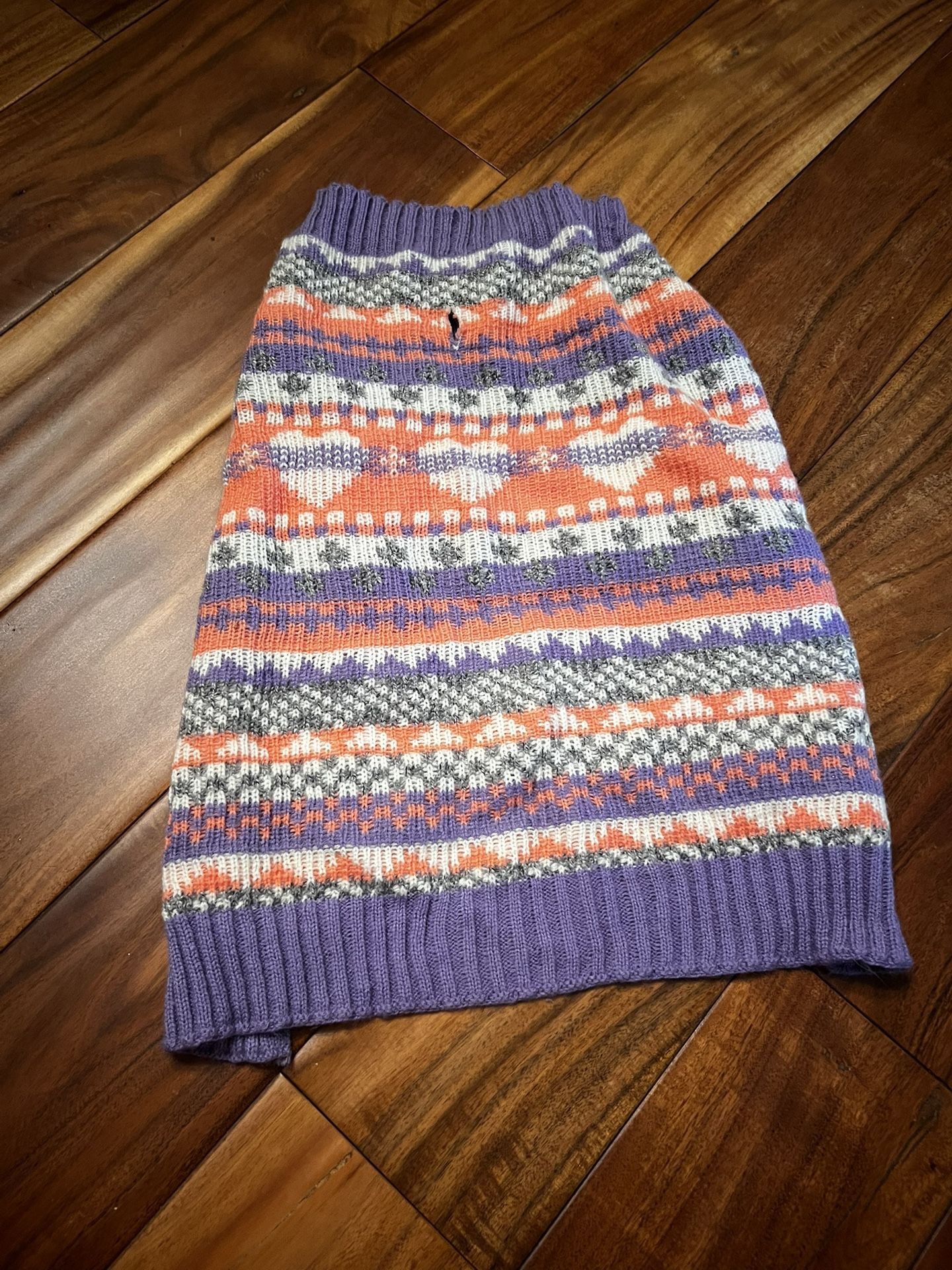 Pet dog purple and pink heart sweater. Size medium