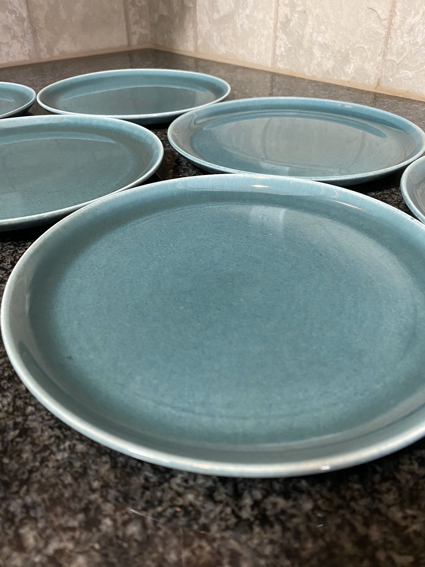 Russel Wright Steubenville Plate Set - SEAFOAM GREEN 10"