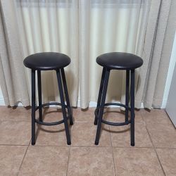 Bar Stools Set of 2, 24 Inches Upholstered Bar Chairs with Footrest, for Kitchen, Kitchen Island, Dining Room, Cafe, Coffee Brown

