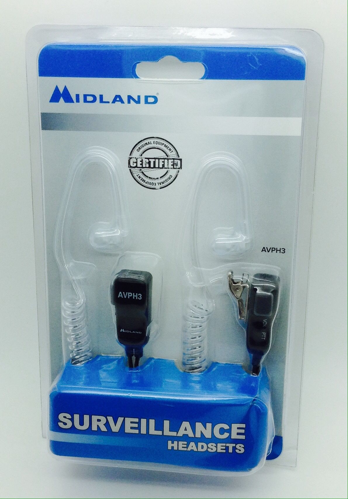 MIDLAND AVPH3 SURVEILLANCE BEHIND THE EAR HEADSETS WITH MICROPHONE BLACK (2 PACK) C:k