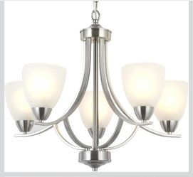 5 Light Contemporary Chandeliers Brushed Nickel