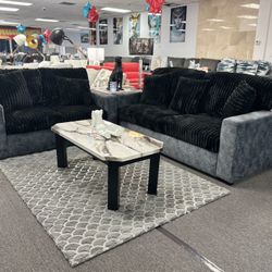 Plush Fabric Black SOFA&LOVESEAT Set For Sale (available In Multiple Colors) Brand New Furniture
