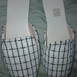 Shein White Black Pointed Toe Flats