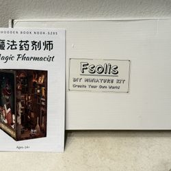 Fsolis Book Nook Kit, DIY Miniature House Kit, 3D Wooden Puzzle for Adults (Magic Pharmacist)